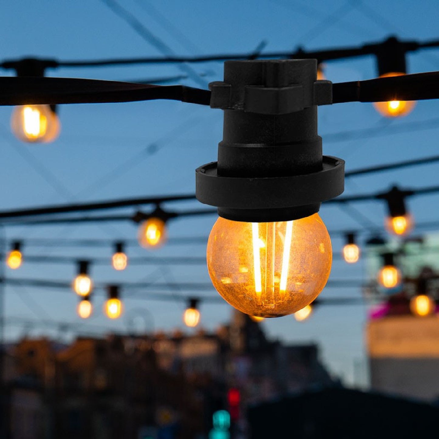 Guirlande Extérieure Câble Électrique Plat pour Douilles E27 sur Mesure Noire