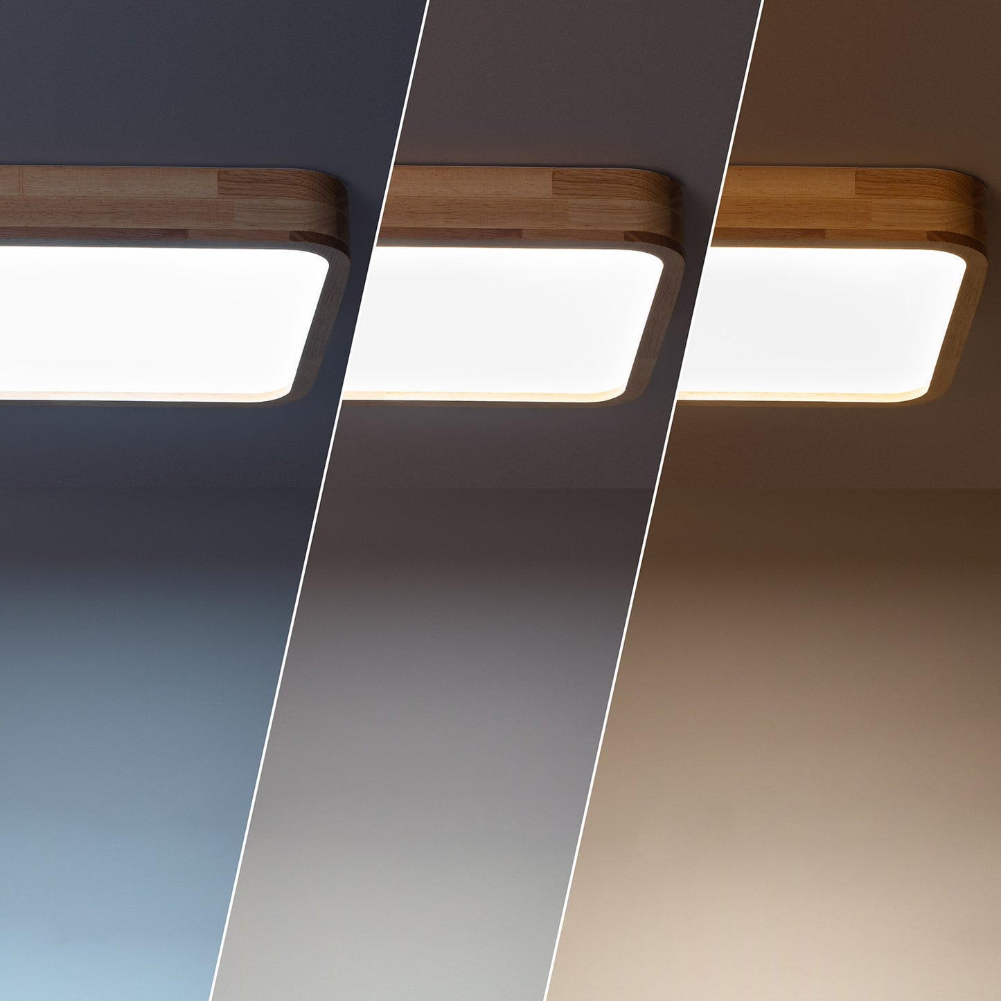 Plafonnier LED Carré Bois 20W CCT Sélectionnable Kayu 400x400 mm