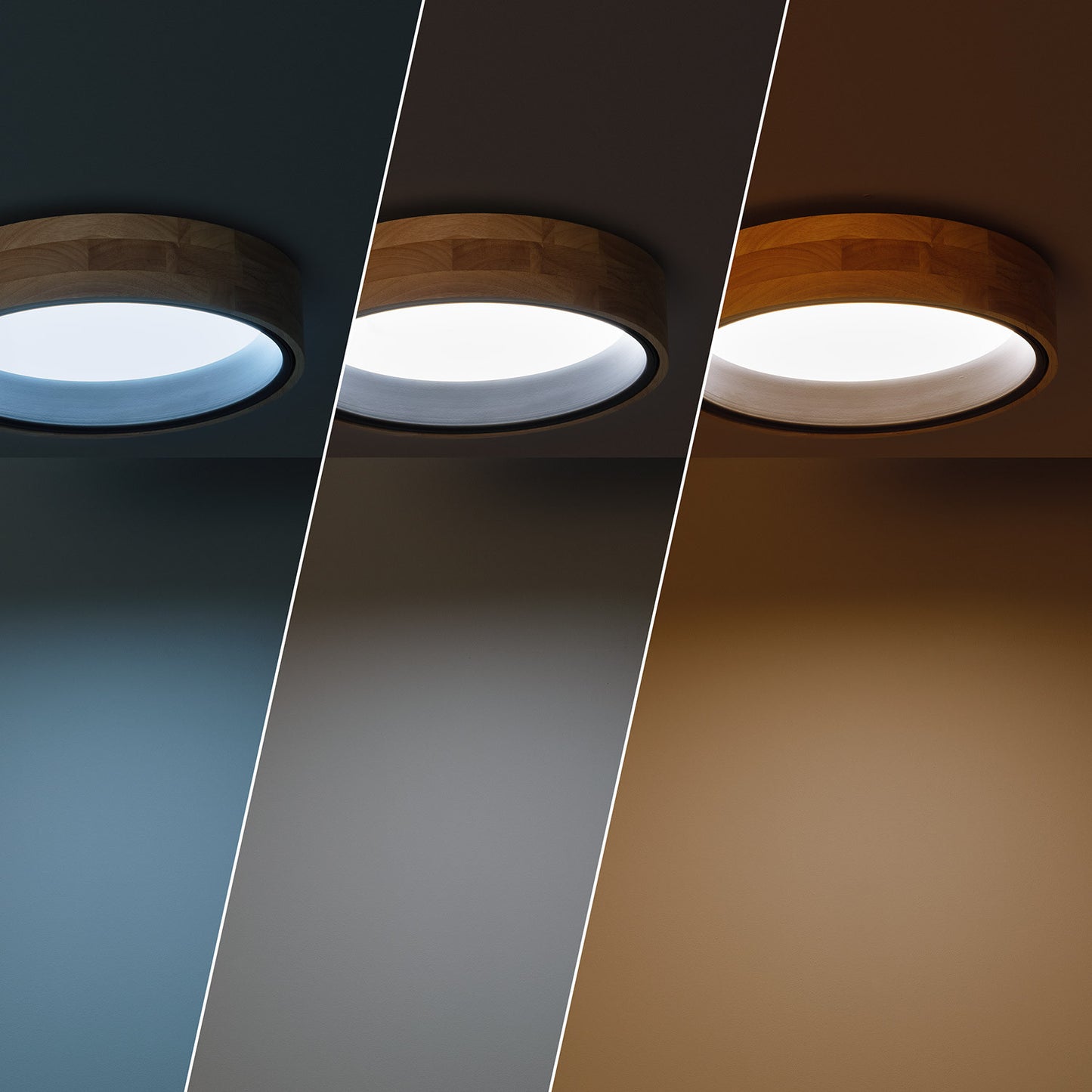 Plafonnier LED Rond Bois 15W CCT Sélectionnable Dari Ø370 mm