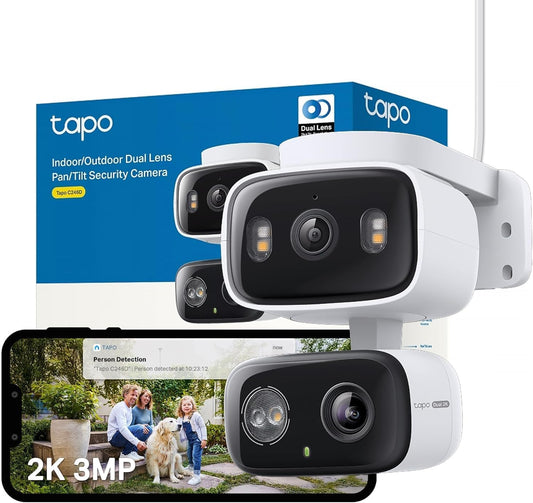 Tapo C246D Caméra de Surveillance WiFi extérieure avec Double Objectif 2K
