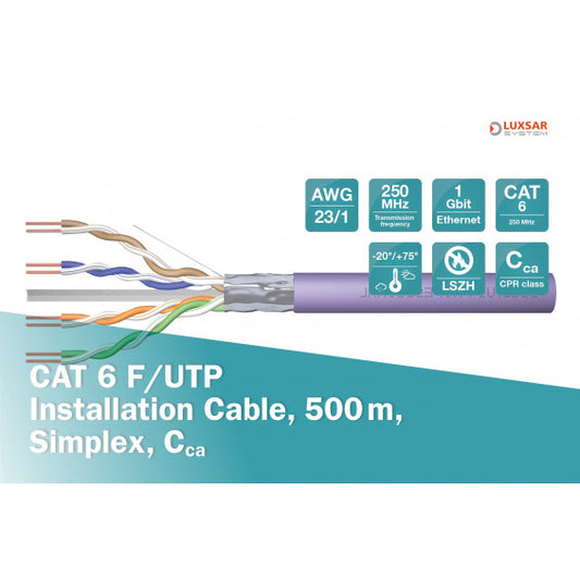 Cable CAT 6 F-UTP, 250 MHz Cca (EN 50575), AWG 23/1