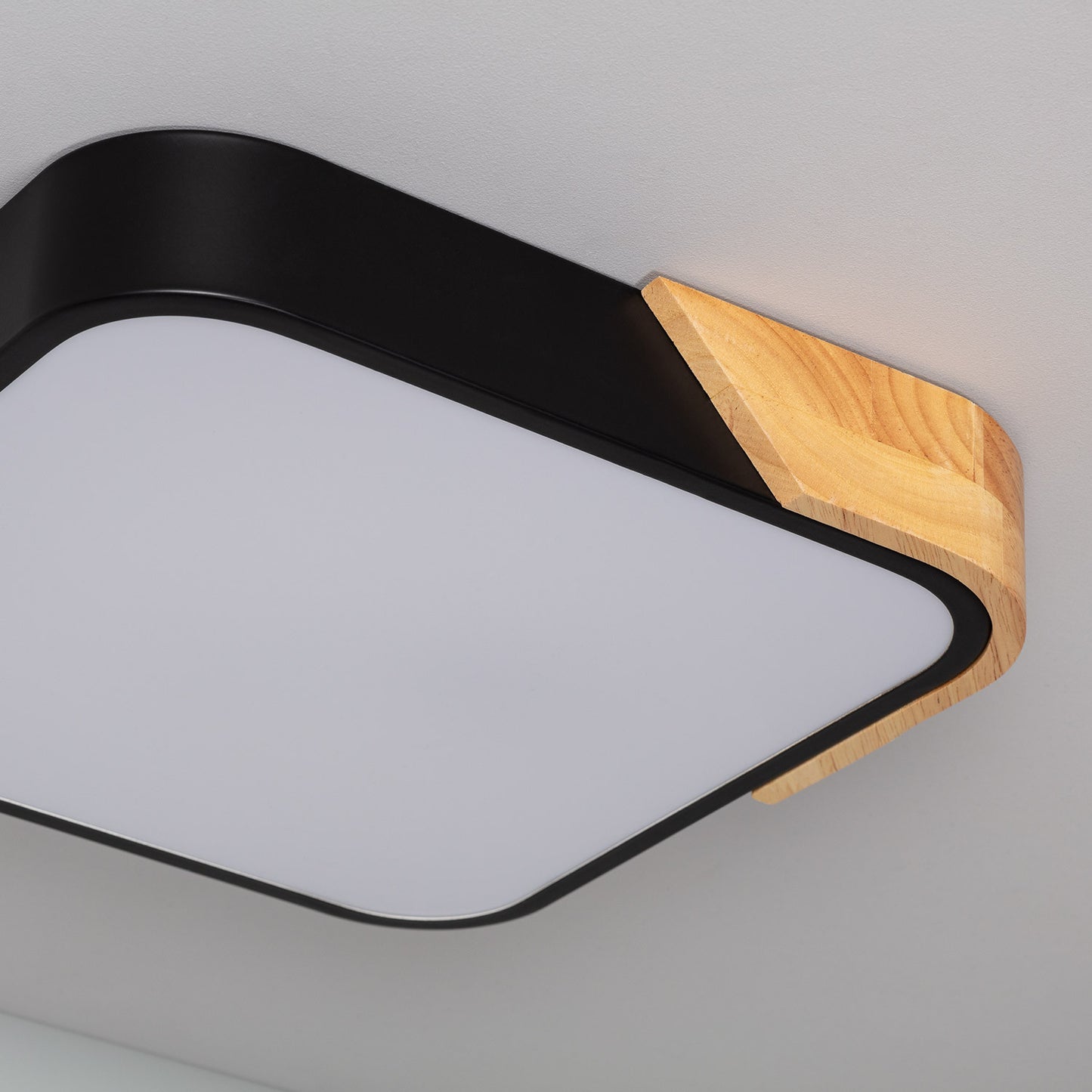 Plafonnier LED Carré Bois 18W CCT Sélectionnable Semi-Dari 325x325 mm