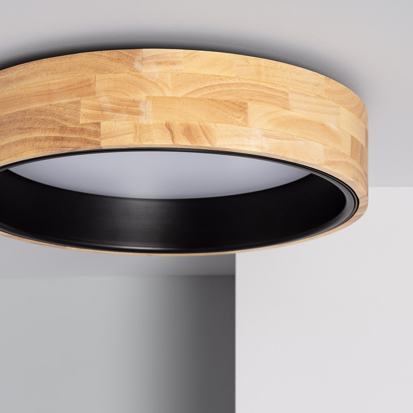 Plafonnier LED Rond Bois 15W CCT Sélectionnable Dari Ø370 mm