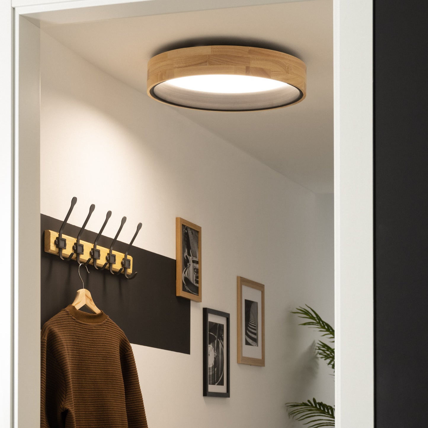 Plafonnier LED Rond Bois 20W CCT Sélectionnable Dari Ø470 mm