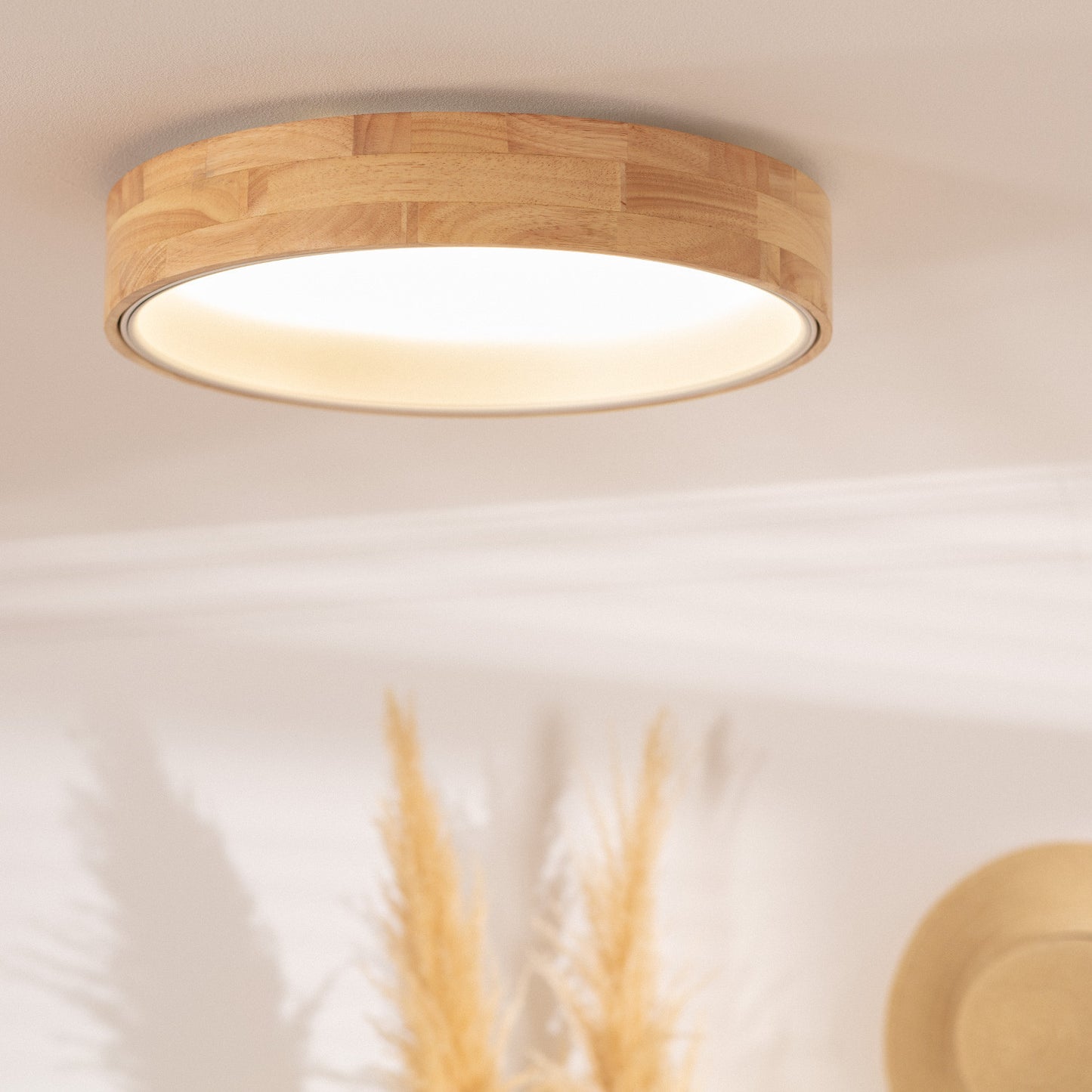 Plafonnier LED Rond Bois 20W CCT Sélectionnable Dari Ø470 mm