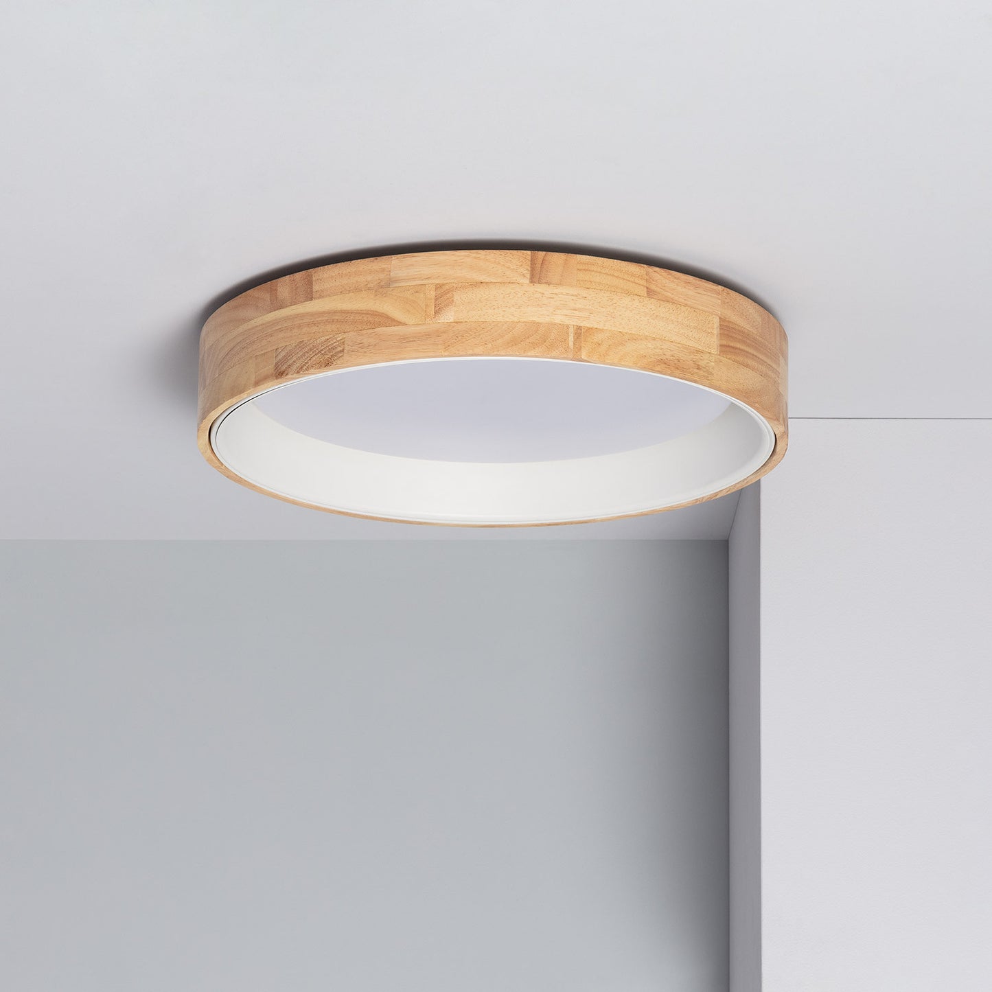 Plafonnier LED Rond Bois 20W CCT Sélectionnable Dari Ø470 mm