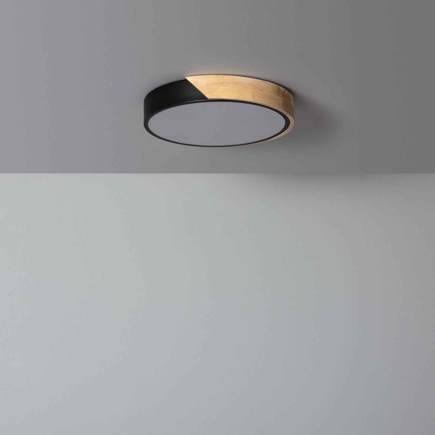 Plafonnier LED Rond Bois 18W CCT Sélectionnable Semi-Dari Ø320 mm