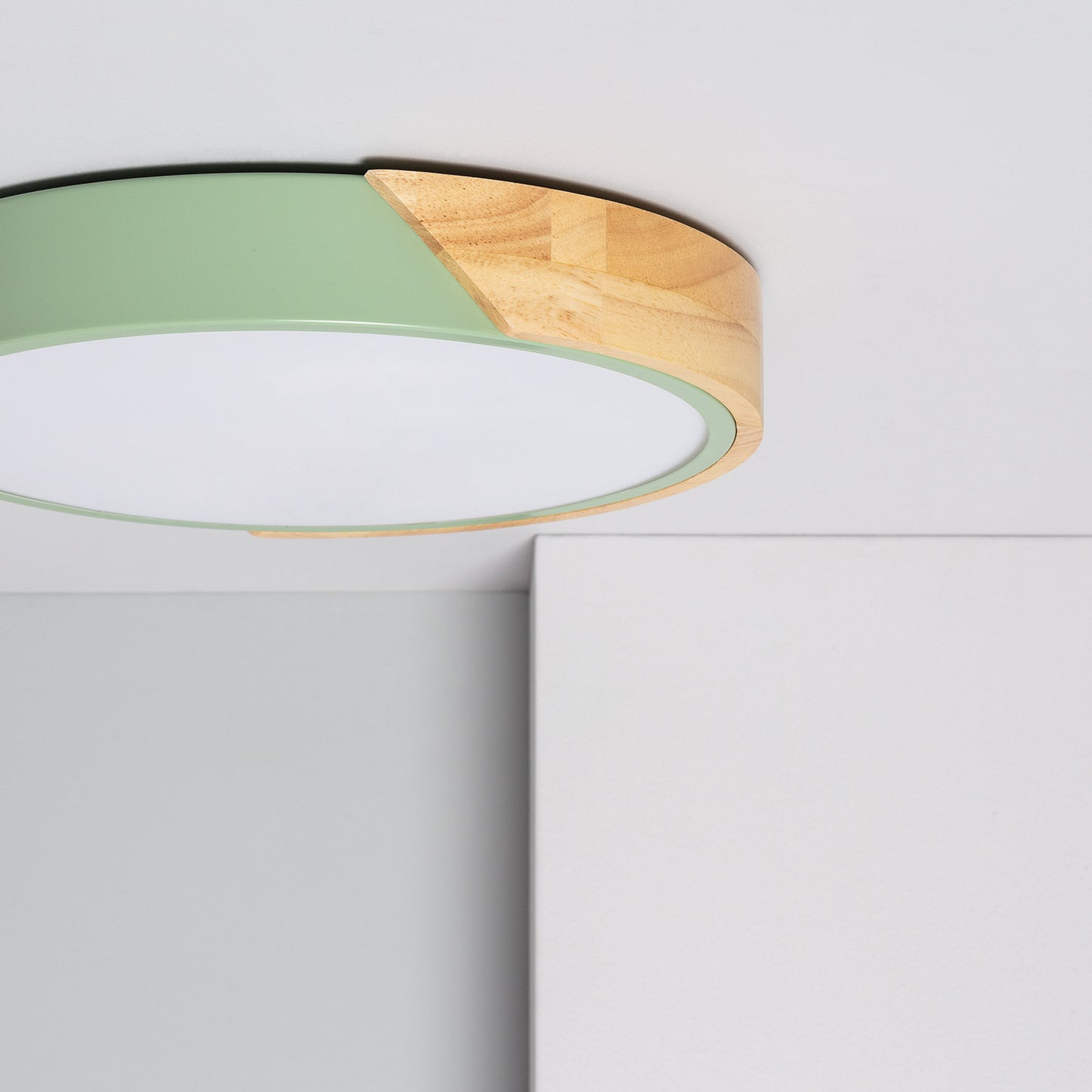 Plafonnier LED Rond Bois 18W CCT Sélectionnable Semi-Dari Ø320 mm