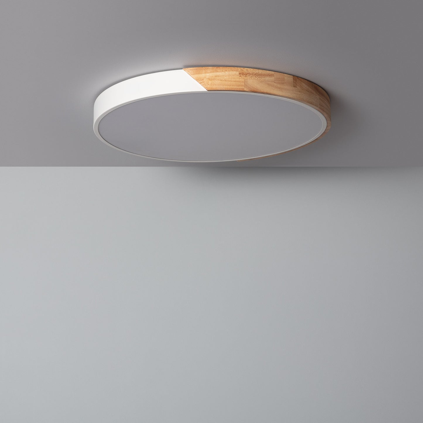 Plafonnier LED Rond Bois 36W CCT Sélectionnable Semi-Dari Ø500 mm