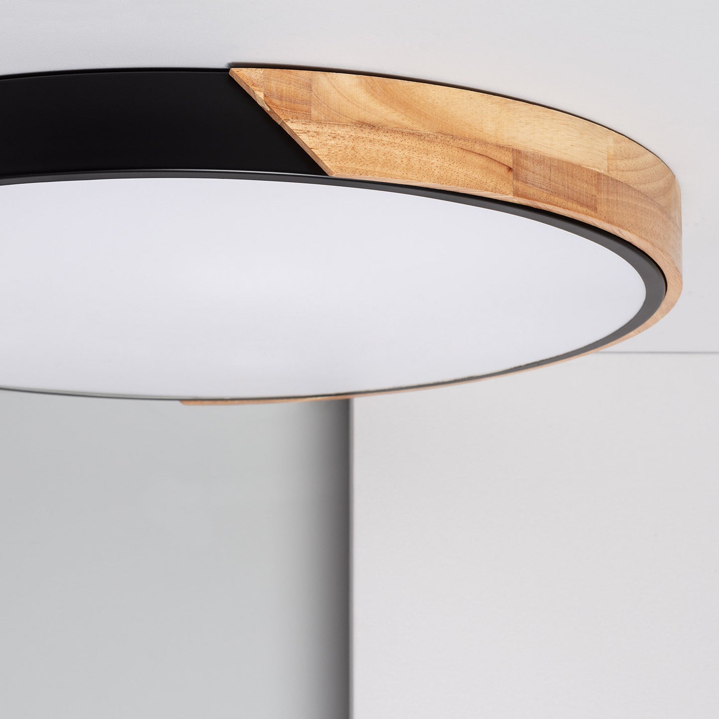 Plafonnier LED Rond Bois 36W CCT Sélectionnable Semi-Dari Ø500 mm