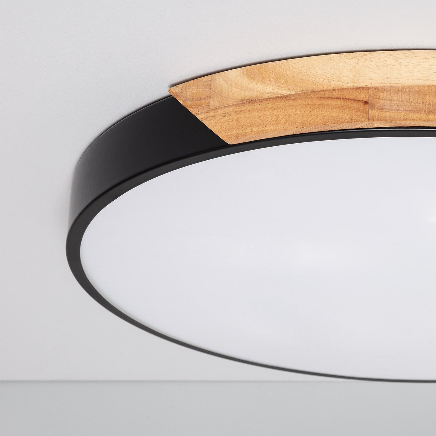 Plafonnier LED Rond Bois 36W CCT Sélectionnable Semi-Dari Ø500 mm