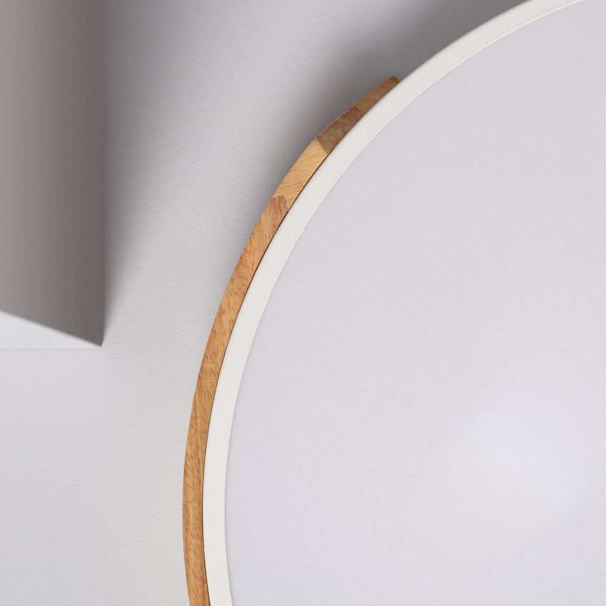 Plafonnier LED Rond Bois 36W CCT Sélectionnable Semi-Dari Ø500 mm