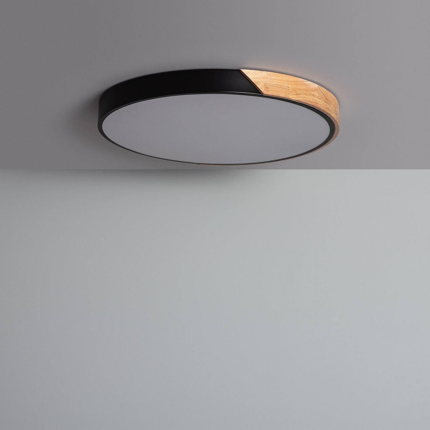 Plafonnier LED Rond Bois 36W CCT Sélectionnable Semi-Dari Ø500 mm