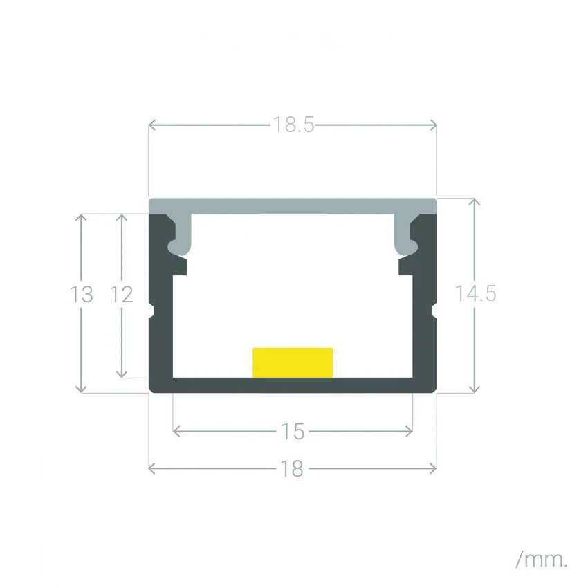 Profilé Aluminium en Saillie pour Ruban LED jusqu'à 15mm